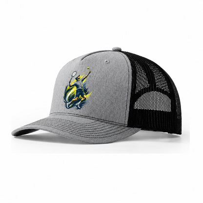 Explosive Brushstroke Tennis Serve Trucker Hat – Sport Grey Black