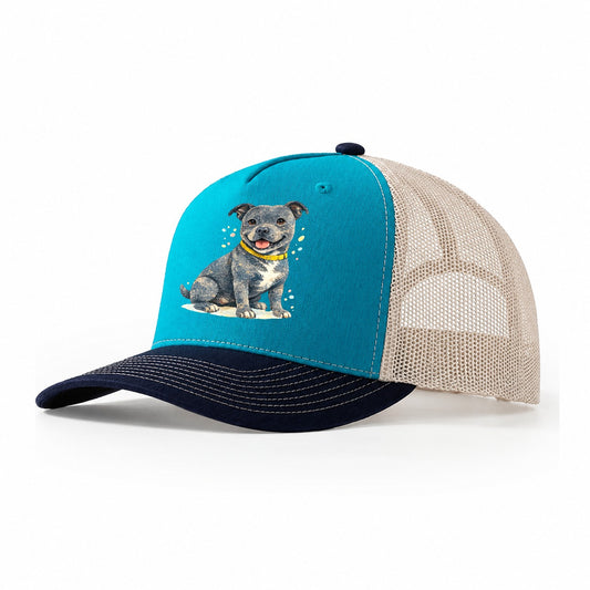 Staffordshire Bull Terrier Opposite Trucker Hat – Teal Navy