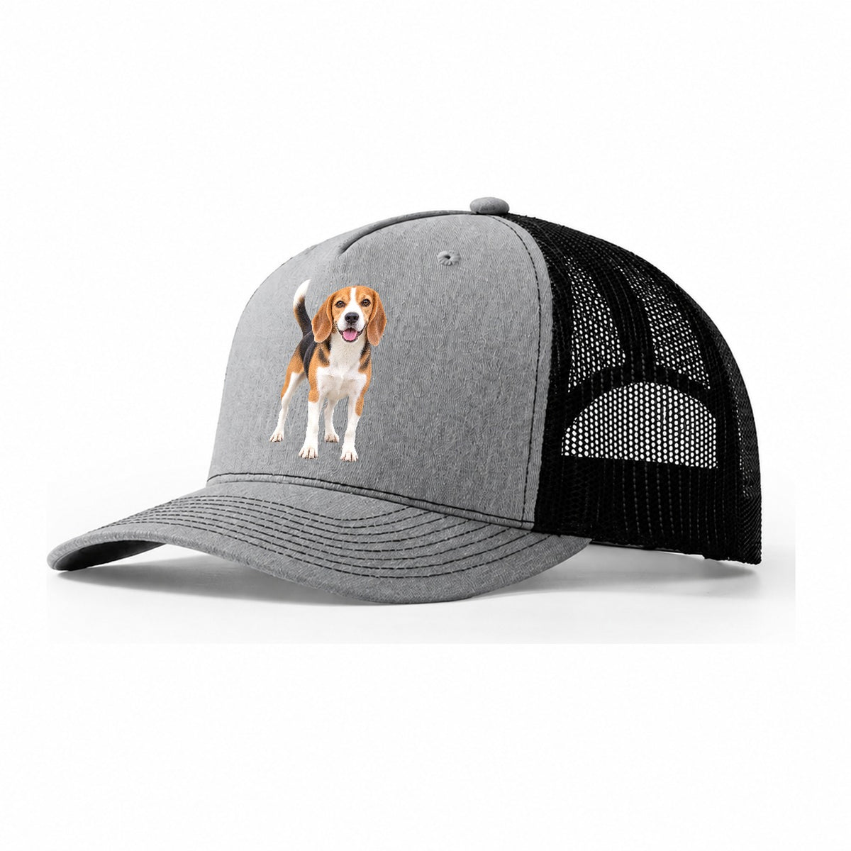 Beagle Standing Top Breeds Trucker Hat – Sport Grey Black