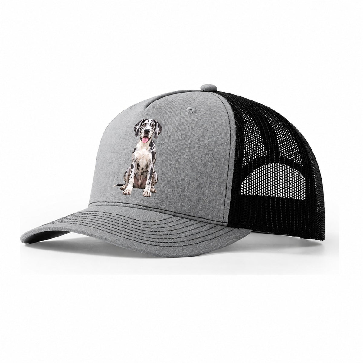 Great Dane Sitting Top Breeds Trucker Hat – Sport Grey Black