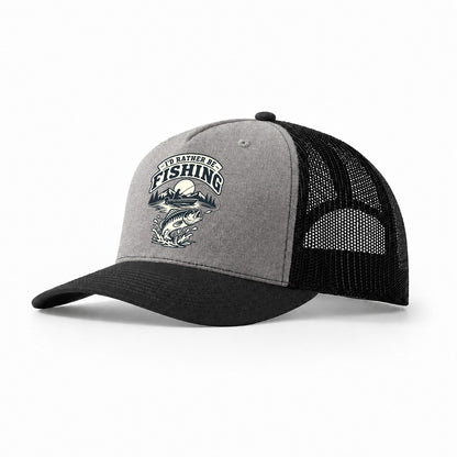 Rather Be Fishing Fishing Elegant Trucker Hat – Grey Black