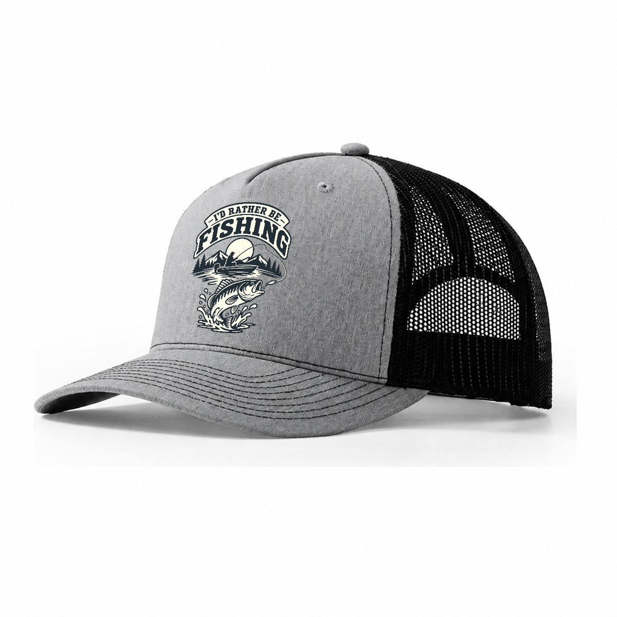 Rather Be Fishing Fishing Elegant Trucker Hat – Sport Grey Black