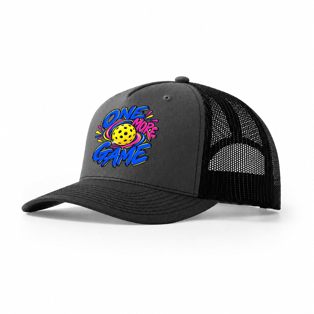 One More Game Pickleball Life Trucker Hat – Dark Grey Black
