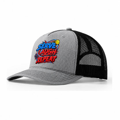 Serve Laugh Repeat Pickleball Life Trucker Hat – Sport Grey Black