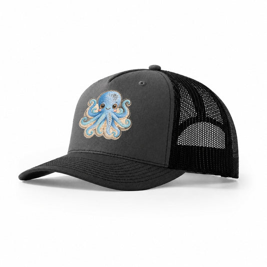 Pufferfish Puff Hello Sea Sprite Trucker Hat – Dark Grey Black