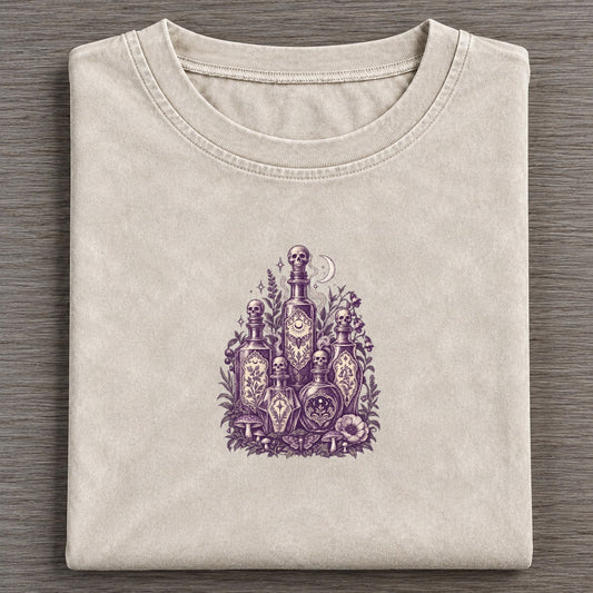 Poison Bottle Row Midnight Haunt Vintage T-shirt – Off White