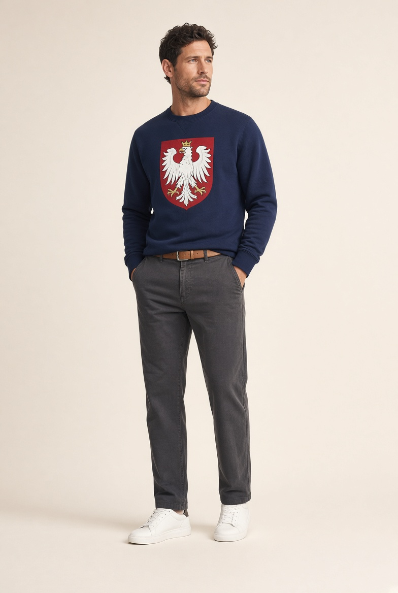 Poland White Eagle Fleece Sweatshirt – studio model photo