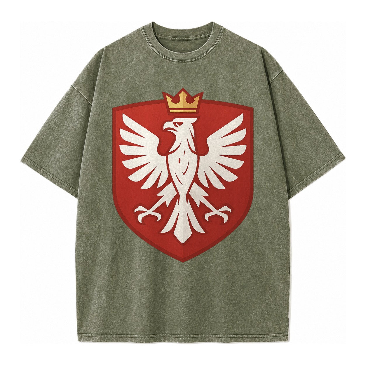 Poland White Eagle Vintage T-shirt – Army Green