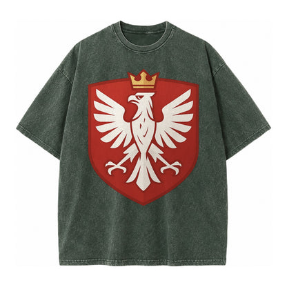 Poland White Eagle Vintage T-shirt – Forest Mist(Green)