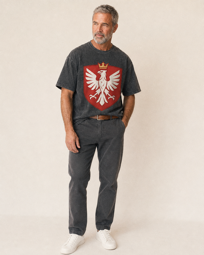 Poland White Eagle Vintage T-shirt – studio model photo