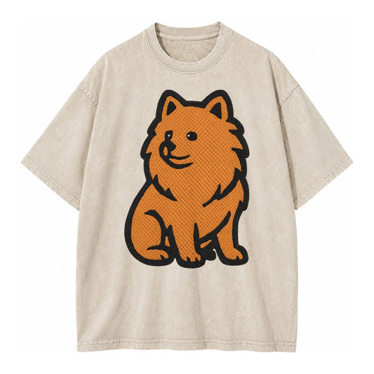 Pomeranian Orange Fluffy Charm Vintage T-shirt – Off White