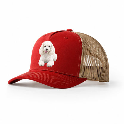 Poodle Lying Down Top Breeds Trucker Hat – Red Khaki