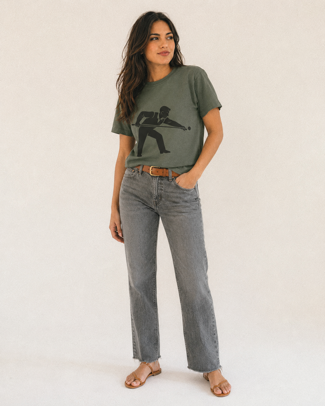 Pool player lining up shot - Classic T-shirt – studio model photo