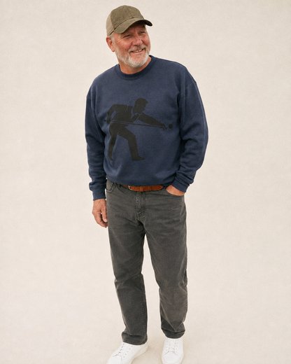 Pool Player Lining Up Shot Fleece Sweatshirt – studio model photo