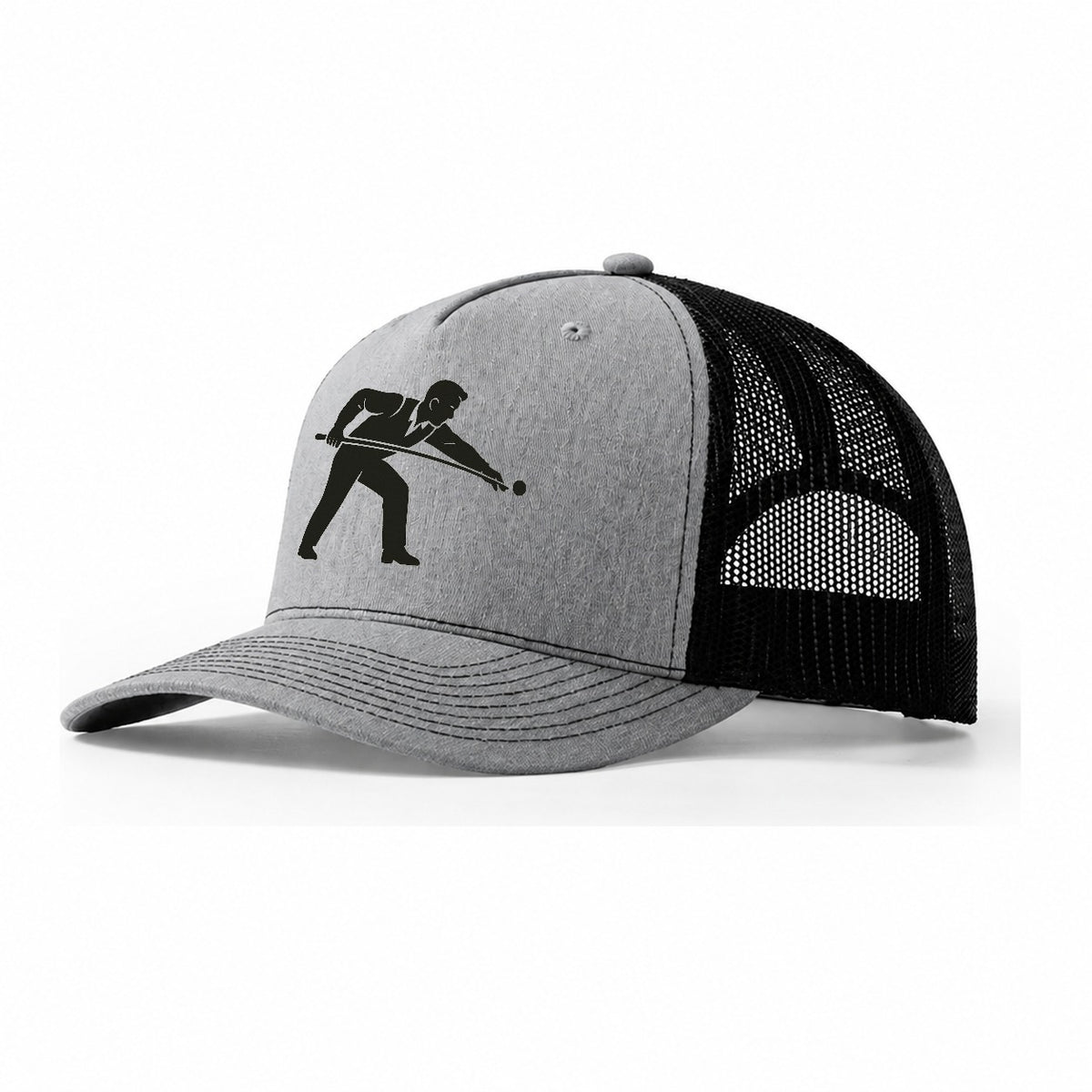 Pool Player Lining Up Shot Trucker Hat – Sport Grey-Black