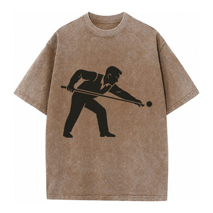 Pool player lining up shot - Vintage T-shirt – Brown