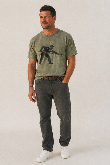 Pool player lining up shot - Vintage T-shirt – studio model photo