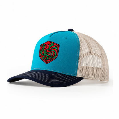 Portugal Minimal Emblem Country Logos Trucker Hat – Teal Navy