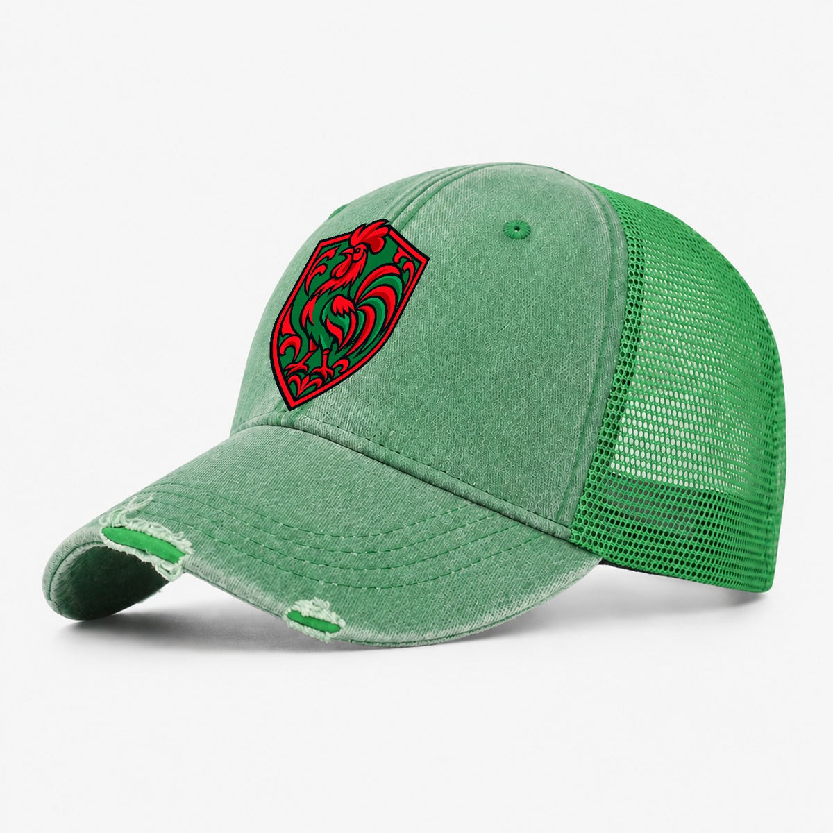 Portugal Minimal Emblem Country Logos Washed Trucker Hat – Ink Green