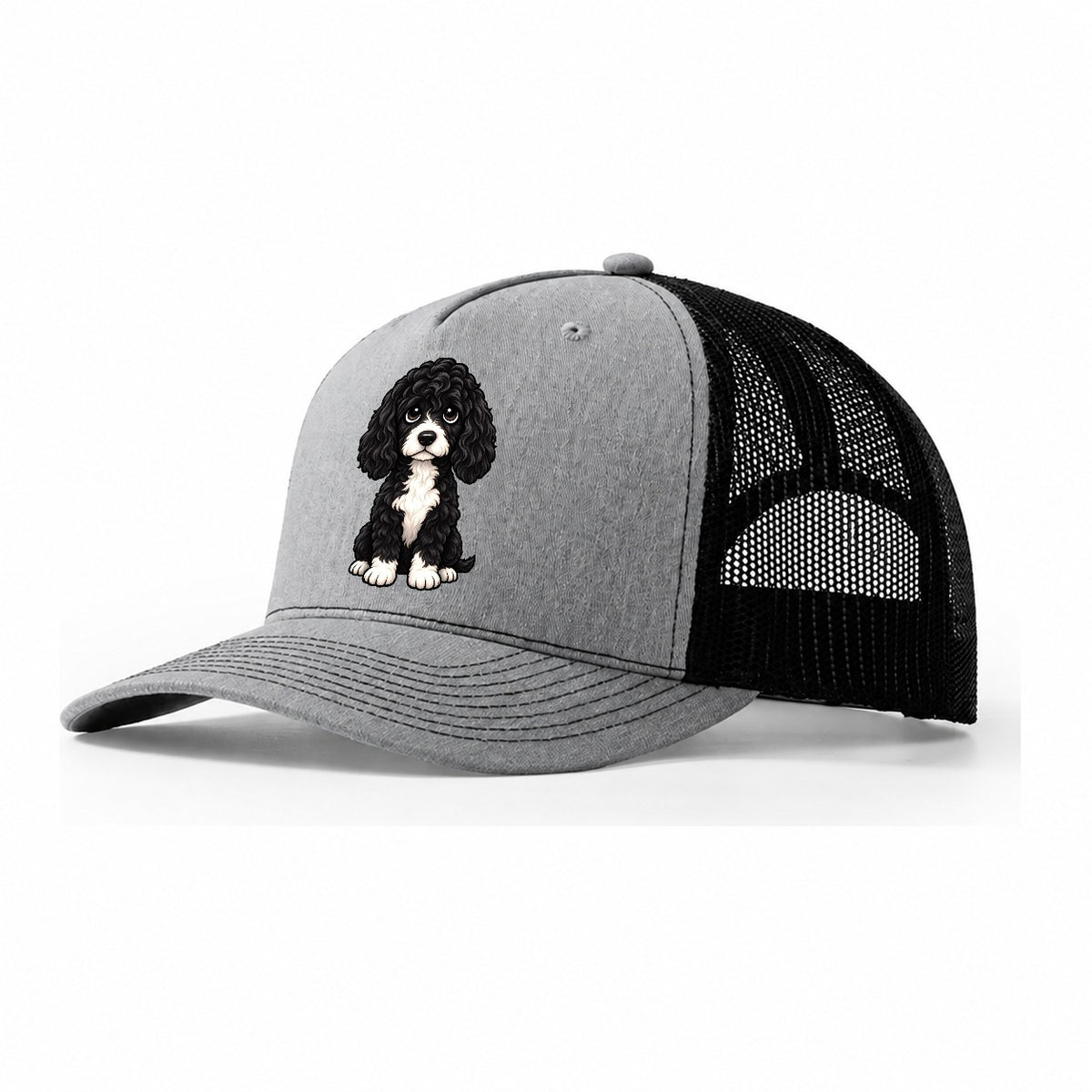 Portuguese Water Dog Sitting Sweetheart Trucker Hat – Sport Grey Black