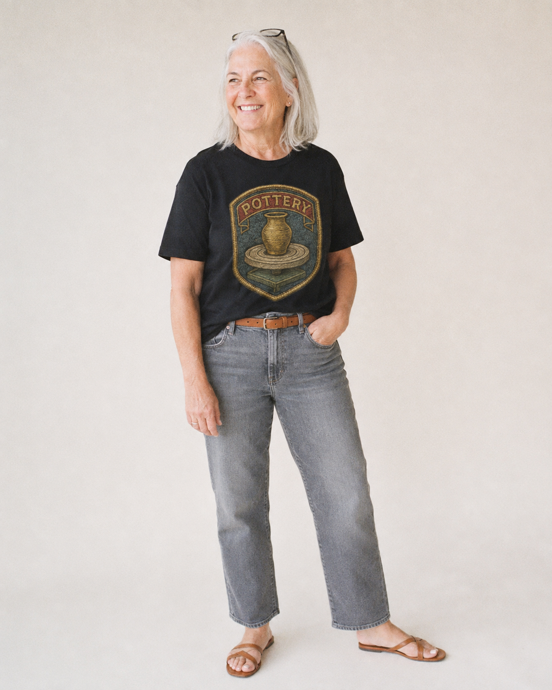 Pottery Wheel Classic T-shirt – studio model photo