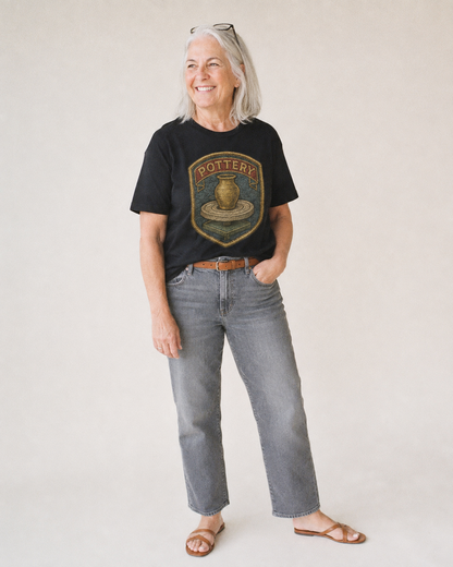 Pottery Wheel Classic T-shirt – studio model photo