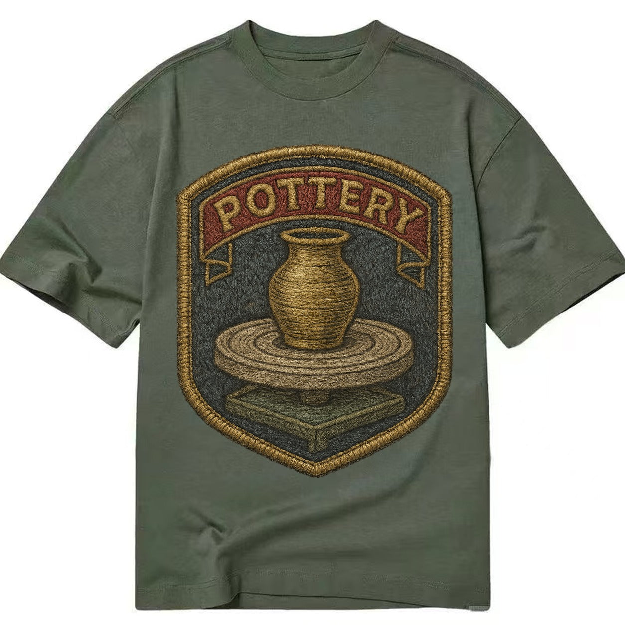 Pottery wheel with clay vessel - ceramicist symbol - Classic T-shirt – Army Green