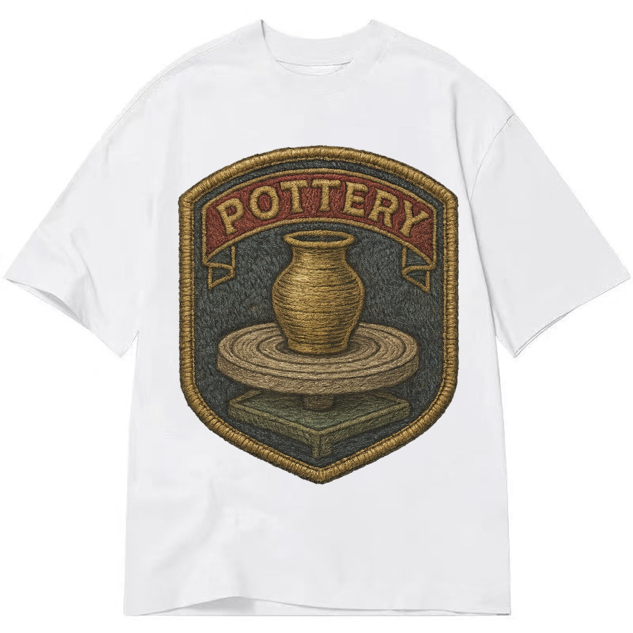 Pottery wheel with clay vessel - ceramicist symbol - Classic T-shirt – White