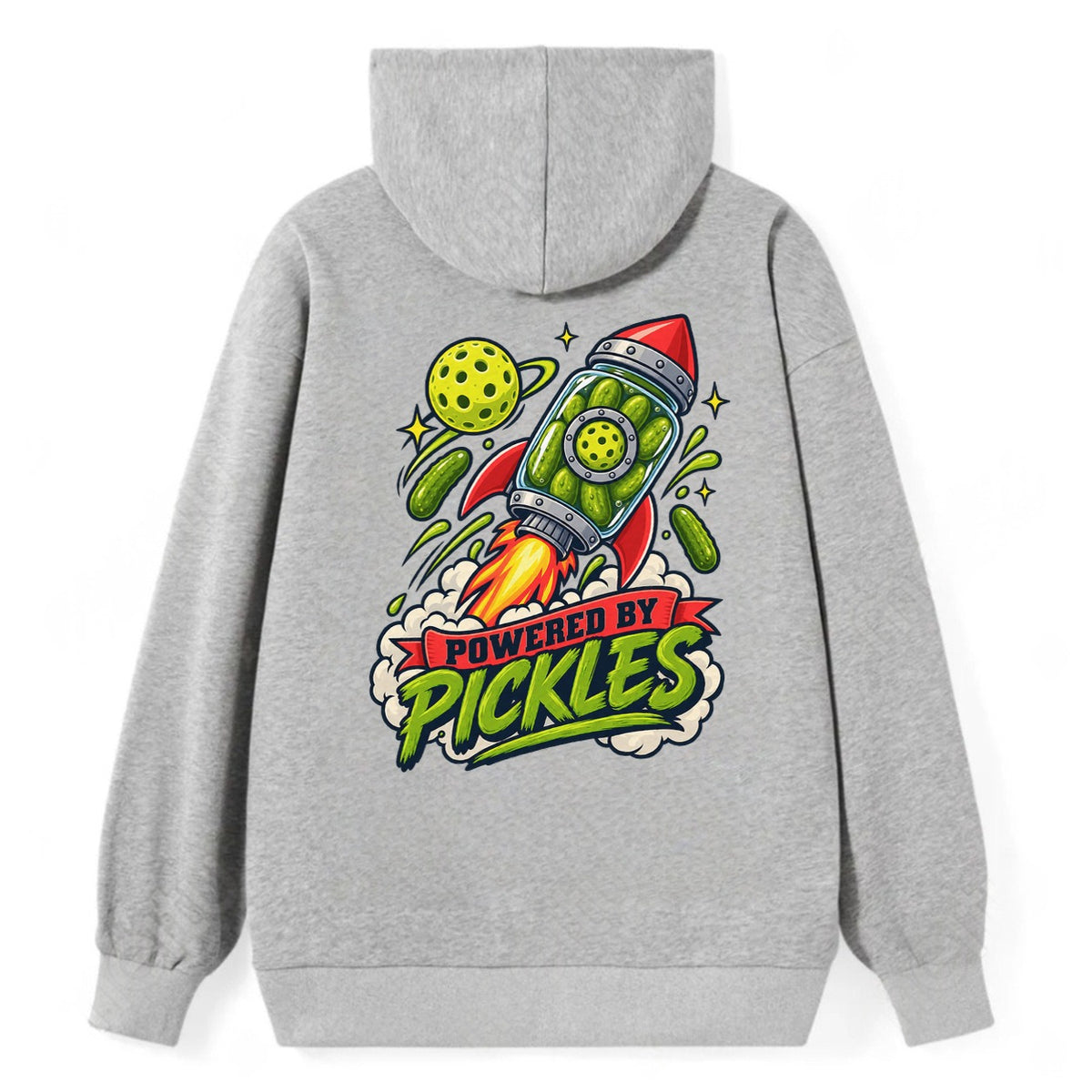 Powered By Pickles Pickleball Life Classic Pullover Hoodie – Grey