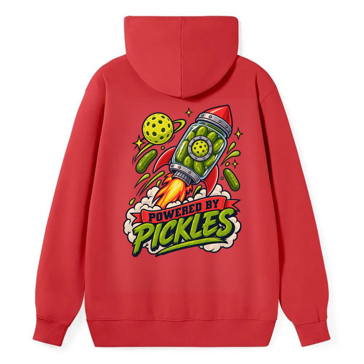 Powered By Pickles Pickleball Life Classic Pullover Hoodie – Red