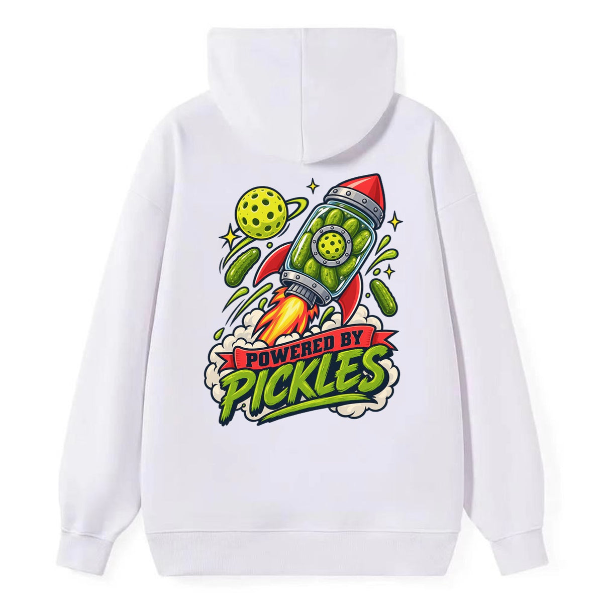 Powered By Pickles Pickleball Life Classic Pullover Hoodie – White