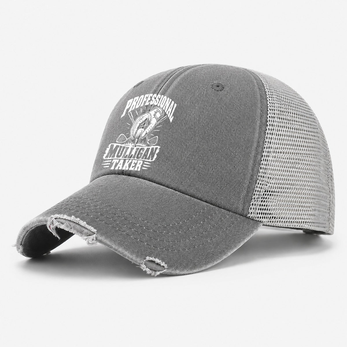 Professional Mulligan Taker Golf Life Washed Trucker Hat – Grey