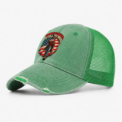 Promoted To Grandpa Still The Boss Old Man Strong Washed Trucker Hat – Ink Green