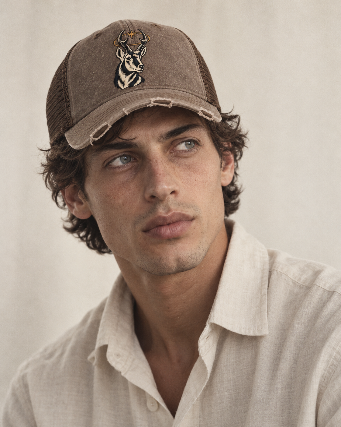 Model wearing the cap