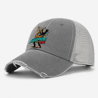 Proud Saxophone Player Music Instruments Washed Trucker Hat – Grey