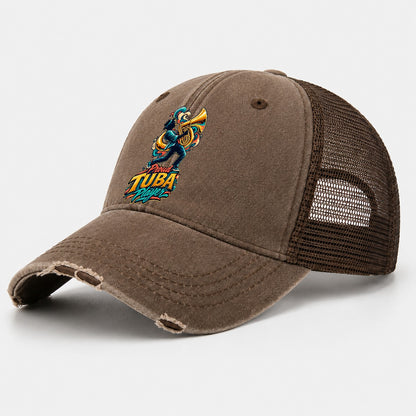 Proud Tuba Player Music Instruments Washed Trucker Hat – Coffee