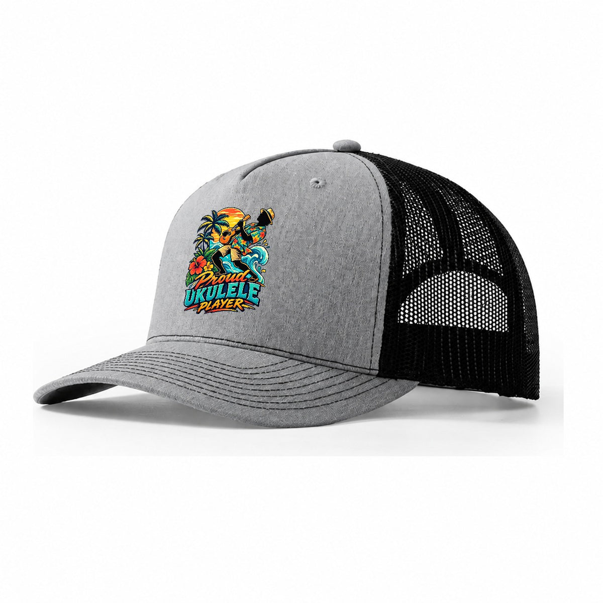 Proud Ukulele Player Music Instruments Trucker Hat – Sport Grey Black