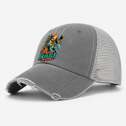Proud Ukulele Player Music Instruments Washed Trucker Hat – Grey