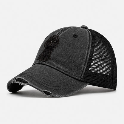 Puli Sitting Sweetheart Washed Trucker Hat – Black