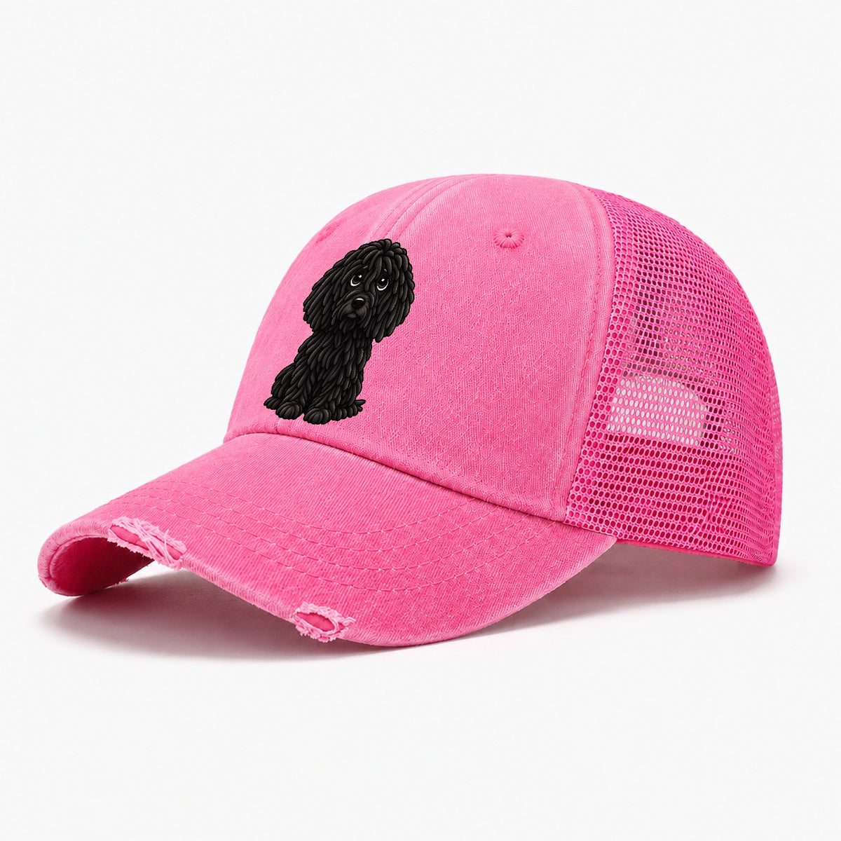 Puli Sitting Sweetheart Washed Trucker Hat – Rose