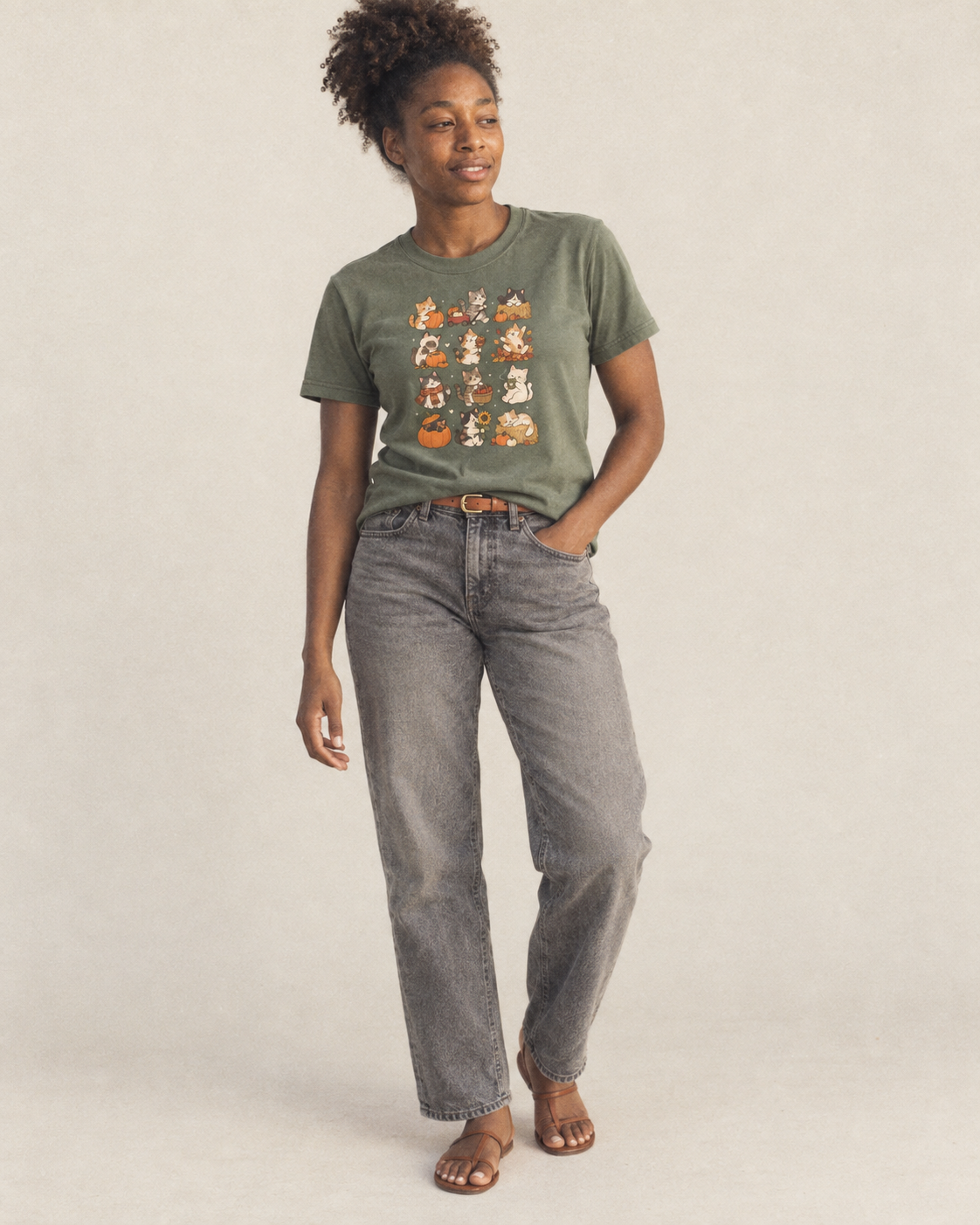 Pumpkin Patch Cat Club Classic T-shirt – studio model photo