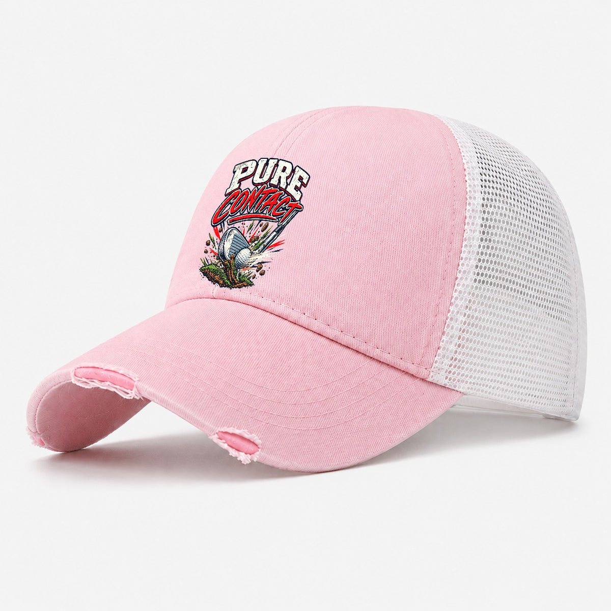 Pure Contact Golf Life Washed Trucker Hat – Light Pink