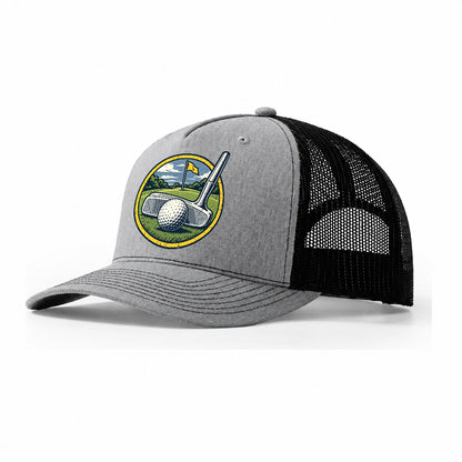 Putter And Ball Circle Golf Life Trucker Hat – Sport Grey Black