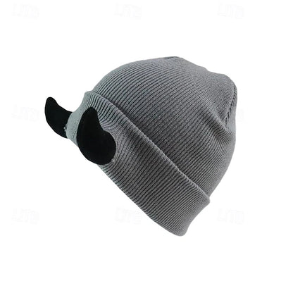 Men's Unisex Beanie Hat Winter Hats Beanies Skull Cap Knit Hat Black Red Knitted Cozy Daily Wear Going out Devil Warm