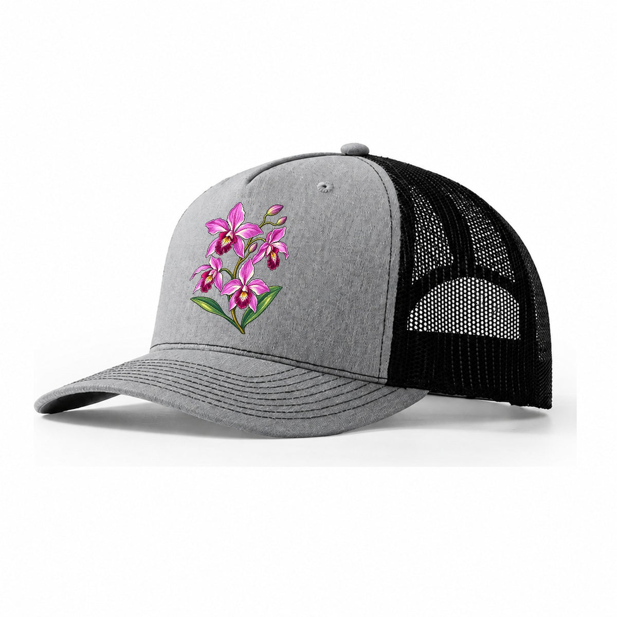 Queensland Cooktown Orchid Australia Cultural Icons Trucker Hat – Sport Grey Black