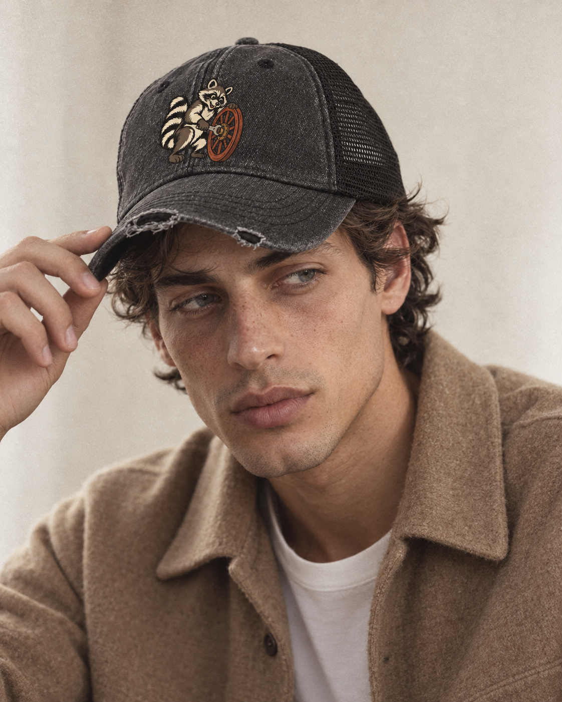 Model wearing the cap