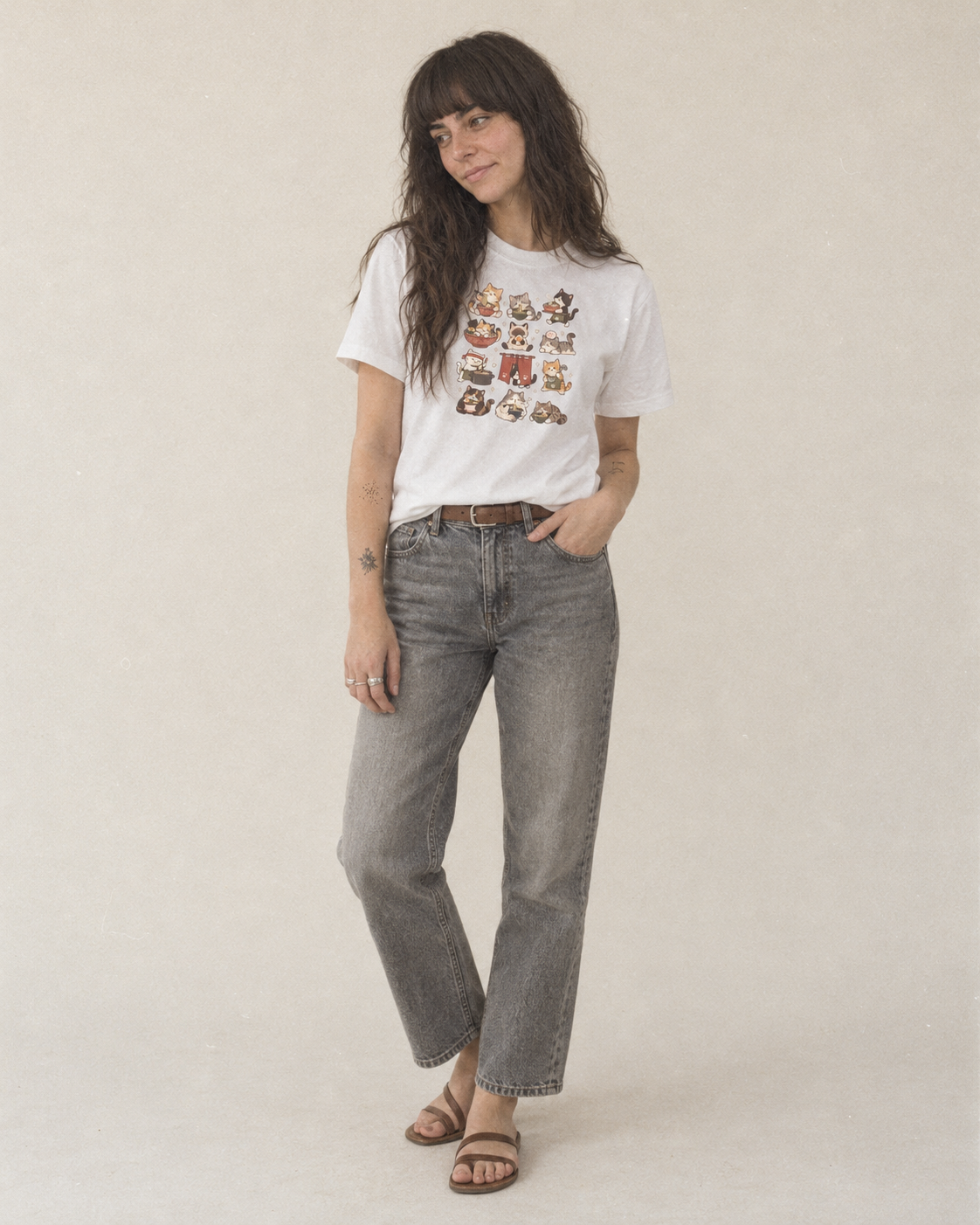 Ramen Shop Cat Club Classic T-shirt – studio model photo