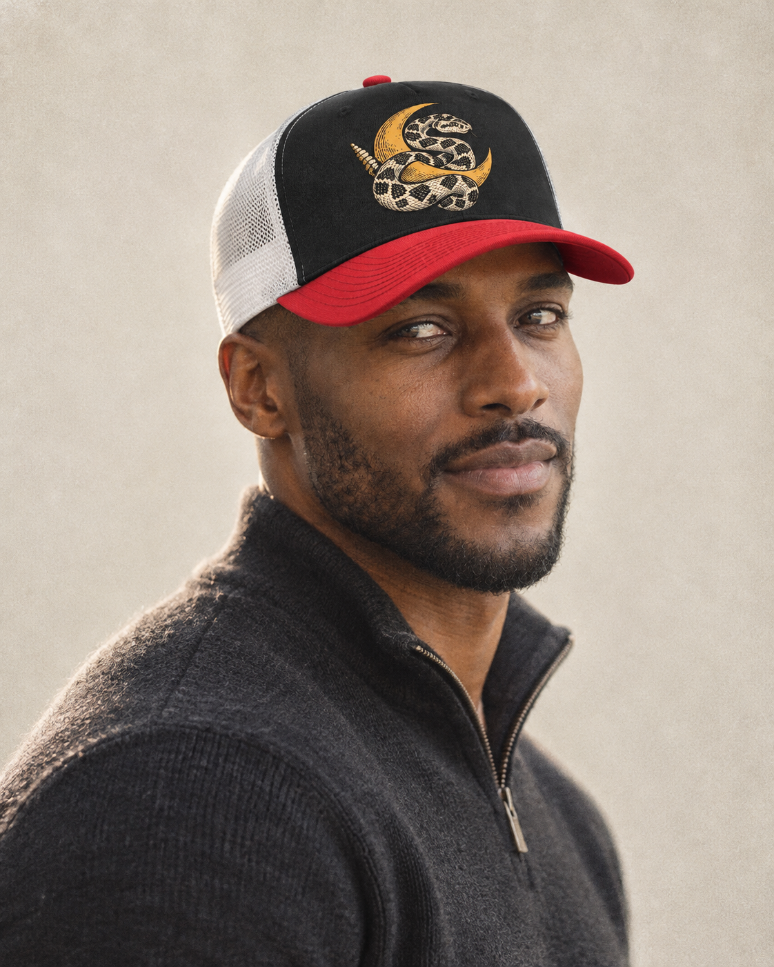 Model wearing the cap