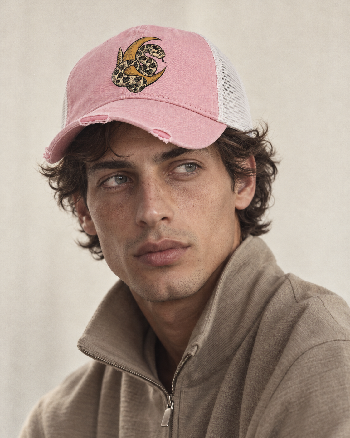 Model wearing the cap