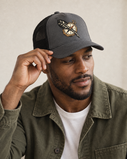 Model wearing the cap